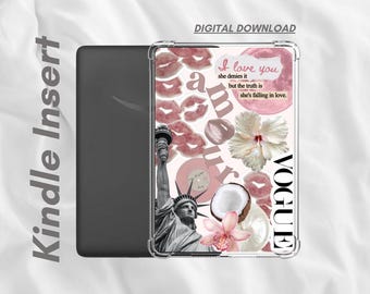 Girly Kindle Insert: Pink Sticker Collage Design (Digital Download)