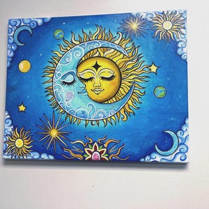 Celestial Sun and Moon Painting