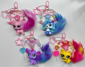 Handmade Littlest Pet Shop Furry Tail Keychains with Charms
