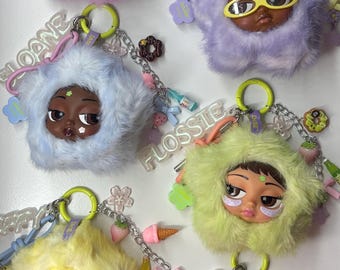 Handmade DAISE Dollface Keychains with Solid Perfume and Charms