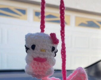 Handmade Hello Kitty Crochet Car Hanger