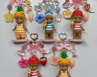 Handmade Sonny Angel Summer Vacation Keychains with Surfboards and Charms