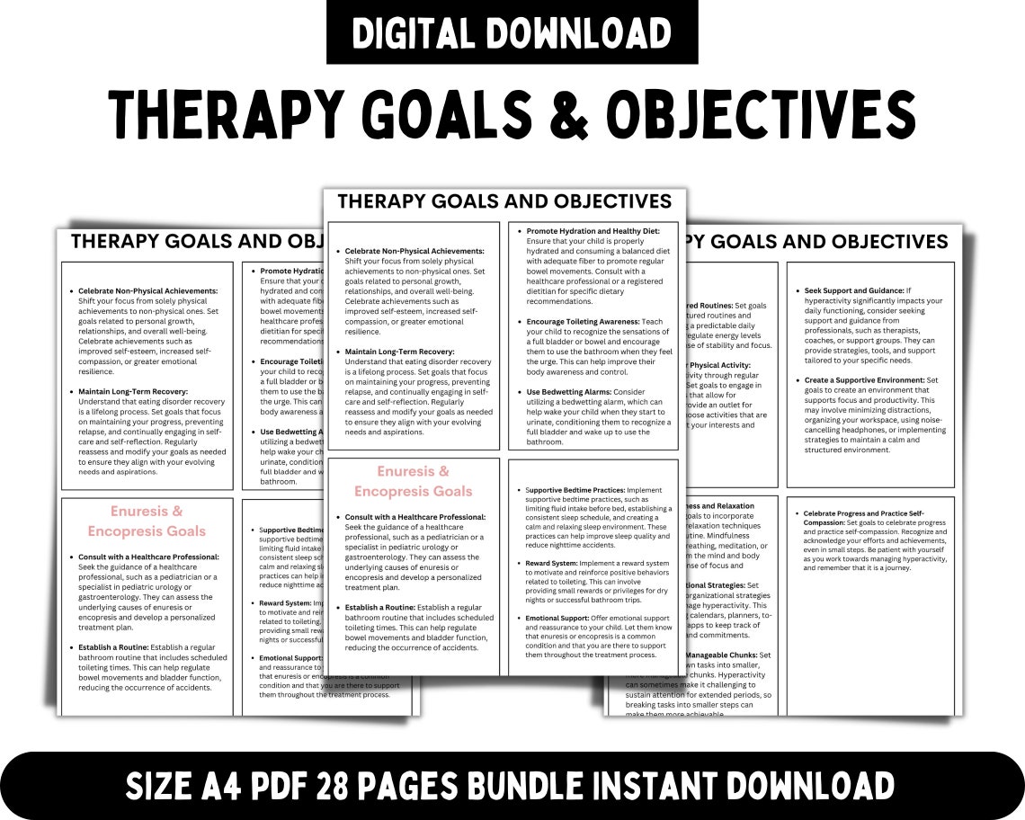 Therapy Goals and Objectives Bundle, Clinical Therapy Notes, Therapist