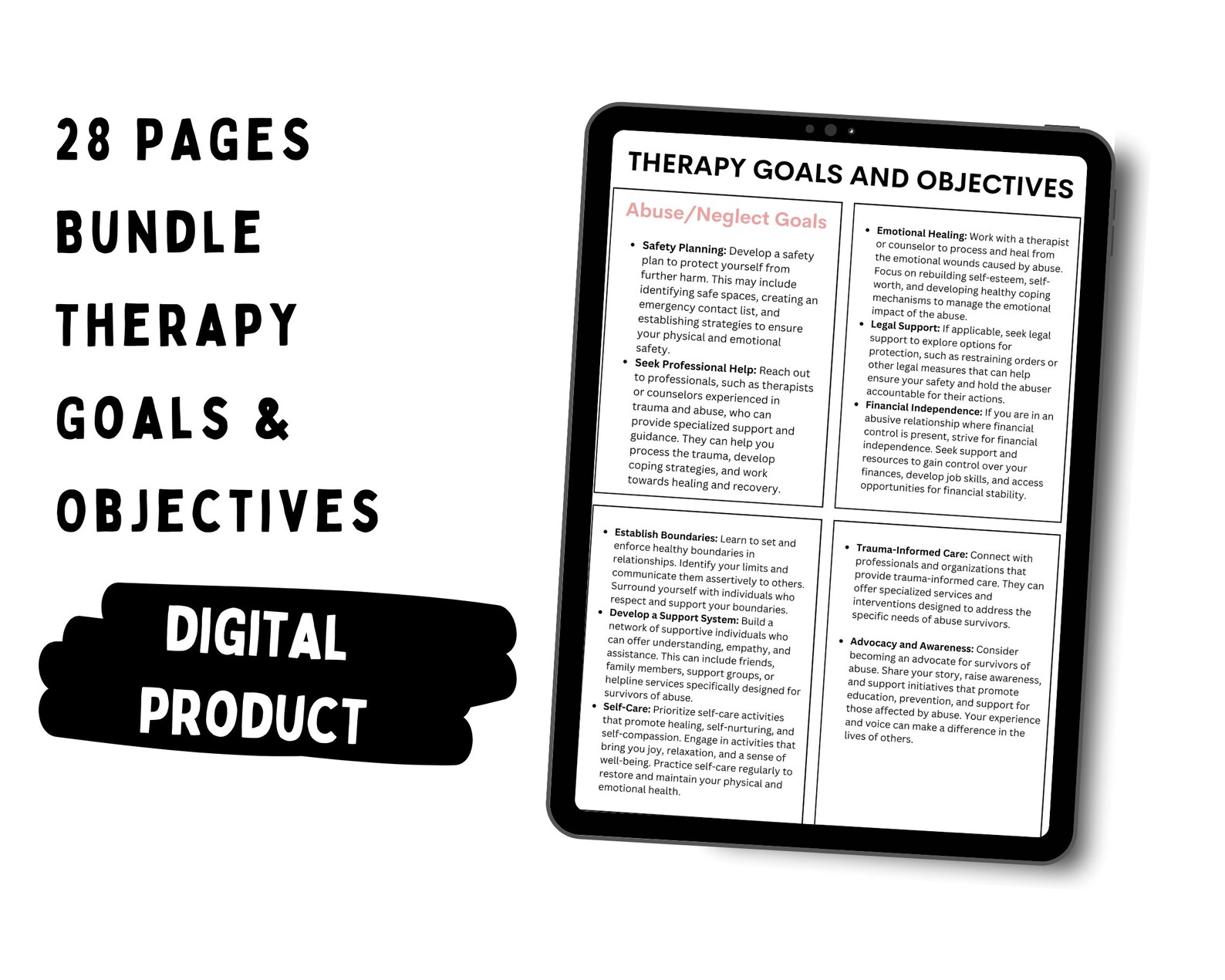 Therapy Goals and Objectives Bundle, Clinical Therapy Notes, Therapist