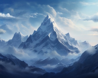 Snowy Mountain Range Art Prints, Set of 4 (Digital Download)