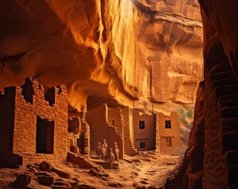 Petroglyphs Canyon Art Print, Desert Archeology (Digital Download)
