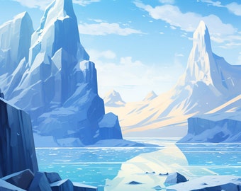 Antarctica Iceberg Art Print Set, Arctic Ocean Wall Art (Digital Download)
