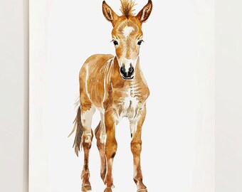 Foal Watercolor Painting: Adorable Baby Horse Art (Digital Download)