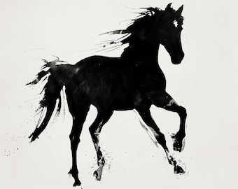 Minimalist Horse Painting, Muted Earth Tones, Serene Art (Digital Download)