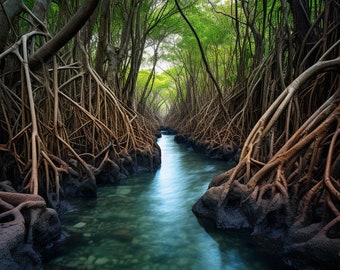 Mangrove Forest Art Prints (Set of 4) - Ethereal Nature Wall Art