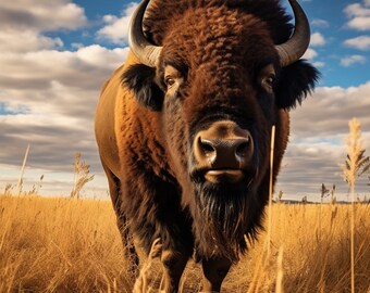 Wild Bison Art Prints (Set of 4) - Prairie Nature Wall Art (Digital Download)