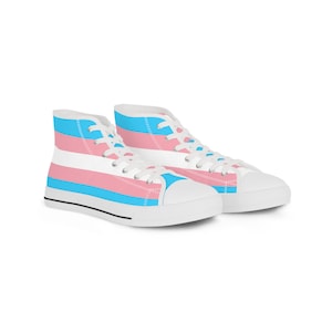 Trans Pride Shoes, Trans Flag Shoes, Transgender Pride Flag High Top Shoes Men&#39;s High Top Shoes Transgender Pride Pattern Sneakers