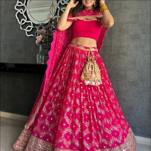 Hot pink lehenga Etsy