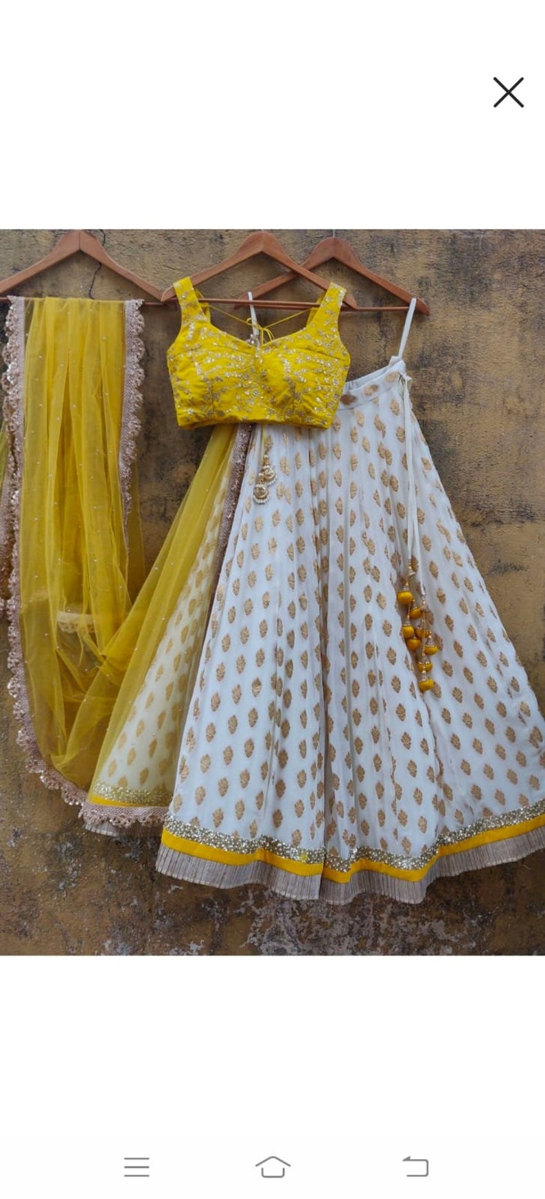 Ivory Georgette Lehenga Choli For Women Indian Wedding Wear Ghagra Choli Designer Party Wear Lengha Choli, Bridesmaid, reception wear lengha Yellow