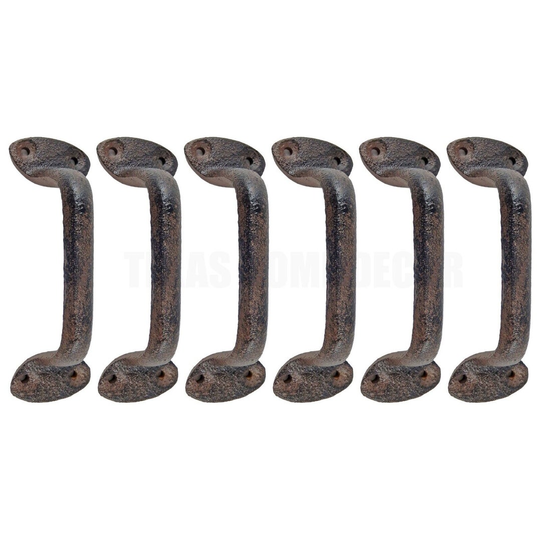 6 Cast Iron Door Handles Rustic Antique Style Barn Gate Shed Etsy