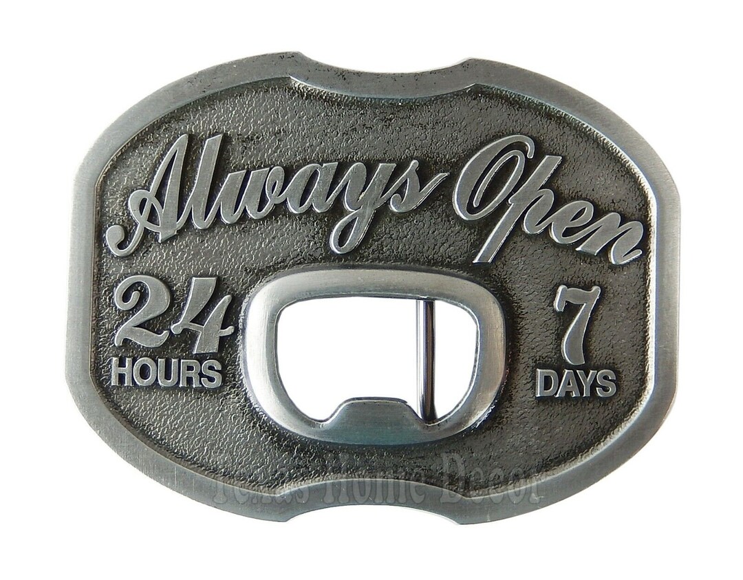 Men's Belt Buckle Bottle Opener Always Open Antique Silver Etsy