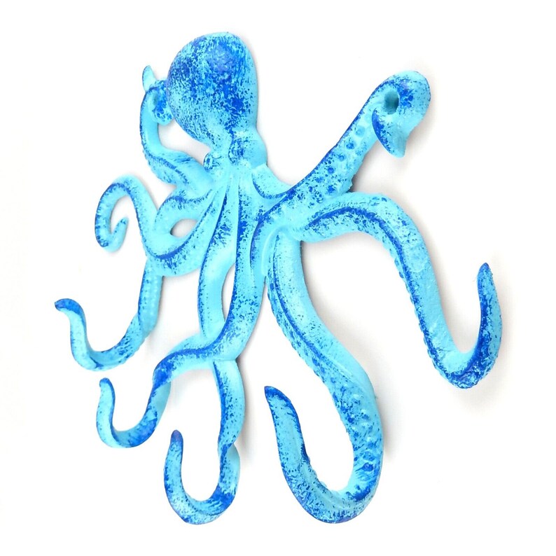 Blue Octopus Tentacles Wall Hook Coat Rack Key Towel Hanger Etsy