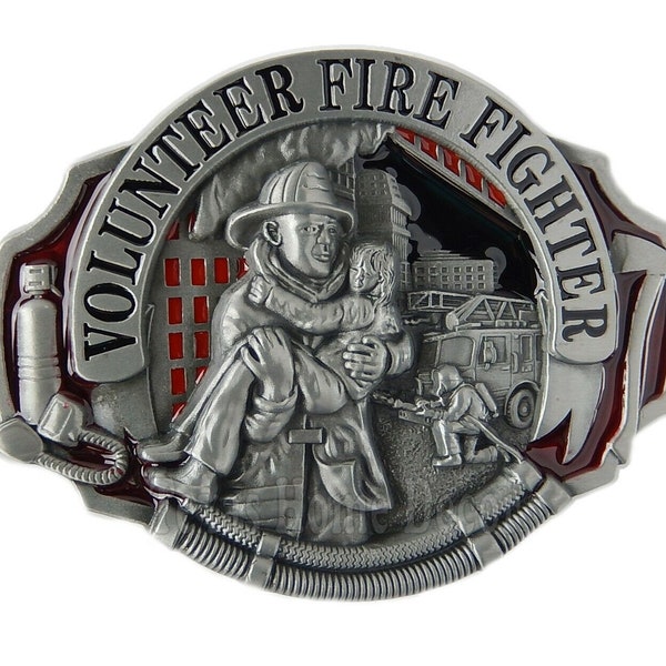 Boucle De Ceinture émaillée Vintage – Pompier Volontaire, Super état