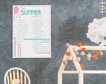 Family Summer Bucket List Simple Aesthetic Wall Art Poster Digital Download Printable