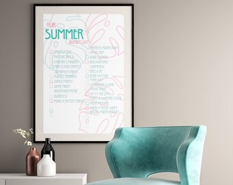Intentional Summer Bucket List Kids Activities Printable Poster Children's Fun Items Chart Download