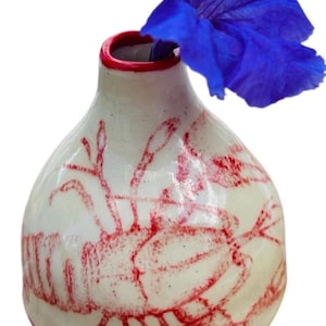Handmade Small Pottery Vase: Lobster Clay Bud Vase