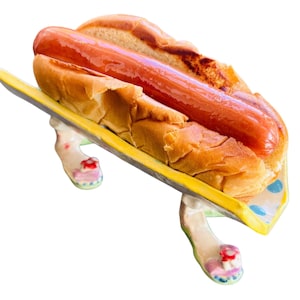 Whimsical Hot Dog Stand: Handmade Ceramic Tray with Flip Flops