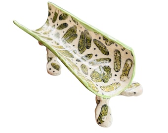 Handmade Ceramic Hot Dog Holder with Pickles