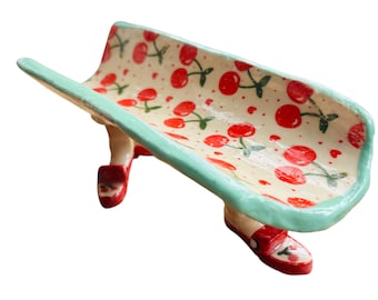 Handmade Ceramic Hot Dog Stand – Cherry Painted Shoe Heels