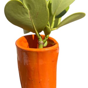 Handmade Small Pottery Vase: Bright Orange Ceramic Clay Bud Vase