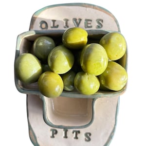 Ceramic Handmade Mediterranean Olive Tray: Rustic Tapas Serving Dish for entertaining - Handpainted - Ek Pottery Shop-EkDesigns