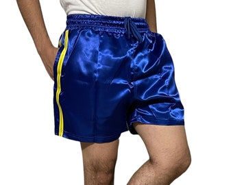 Short de boxe en satin de nylon de style rétro avec un design sportif Sprint