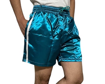 Retro Style Nylon Satin Boxing Shorts with Sporty Sprint Design