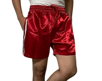 Short de boxe en satin de nylon de style rétro avec un design sportif Sprint