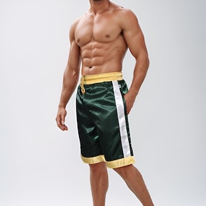 Glanzende satijnen boksshorts - Satijnen casual zwembroek - Groene glanzende satijnen short