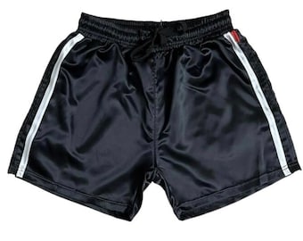 Sprint Back in Time: Embrace Sporty Elegance with Nylon Satin Retro Shorts