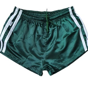 Sporty Chic: Shiny Nylon Activewear Shorts - Sprinter, Satin & Retro Styles