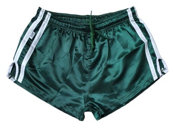 Sporty Chic: Shiny Nylon Activewear Shorts - Sprinter, Satin & Retro Styles