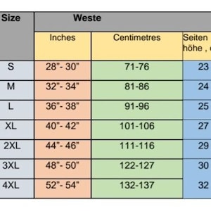 Puede incluir: Tabla de tallas con medidas en pulgadas y cent&iacute;metros. Las tallas van de la S a la 4XL, con medidas de cintura de 28"-30" (71-76 cm) a 52"-54" (132-137 cm). Incluye medidas de altura lateral en cm.