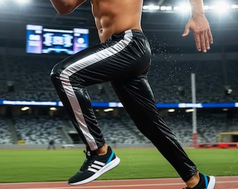 Schitter in stijl: zwarte sportjoggingbroek van PU-nylon