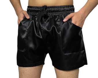 Sleek and Speedy: Retro Revival with Nylon Satin Black Shorts