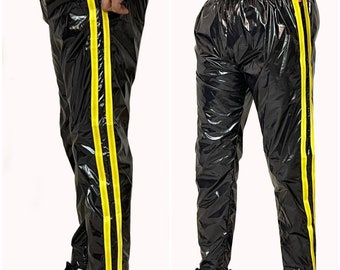 Unleash Your Active Style with our Shiny Navy PU Nylon Sport Jogging Trouser
