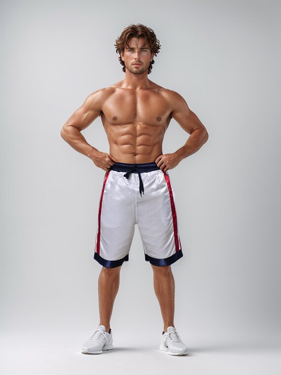 Shiny Satin Boxing Shorts - Satin Casual Trunks - White