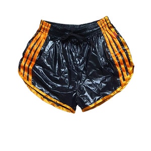 Gloss Sprinter Shorts: Black PU Nylon Sport Short zdjęcie 1