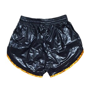 Gloss Sprinter Shorts: Black PU Nylon Sport Short zdjęcie 2