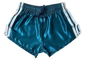 Sprint in Style: Sporty Retro Chic with Nylon Satin Shorts