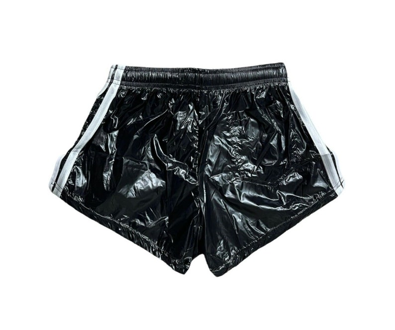 Short de sprint de sport en nylon PU noir avec short rétro élastique image 2