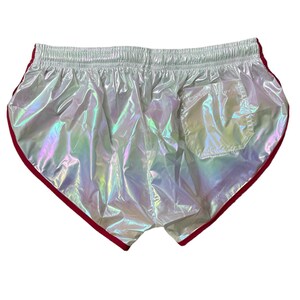 PU Nylon Rainbow High Cut Sport Sprint Shorts mit Gummizug Retro Shorts Bild 3