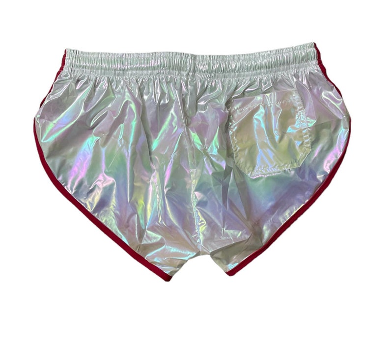 PU Nylon Rainbow High Cut Sport Sprint Shorts mit Gummizug Retro Shorts Bild 3