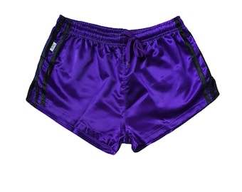 Sporty Chic: Shiny Nylon Activewear Shorts - Sprinter, Satin & Retro Styles