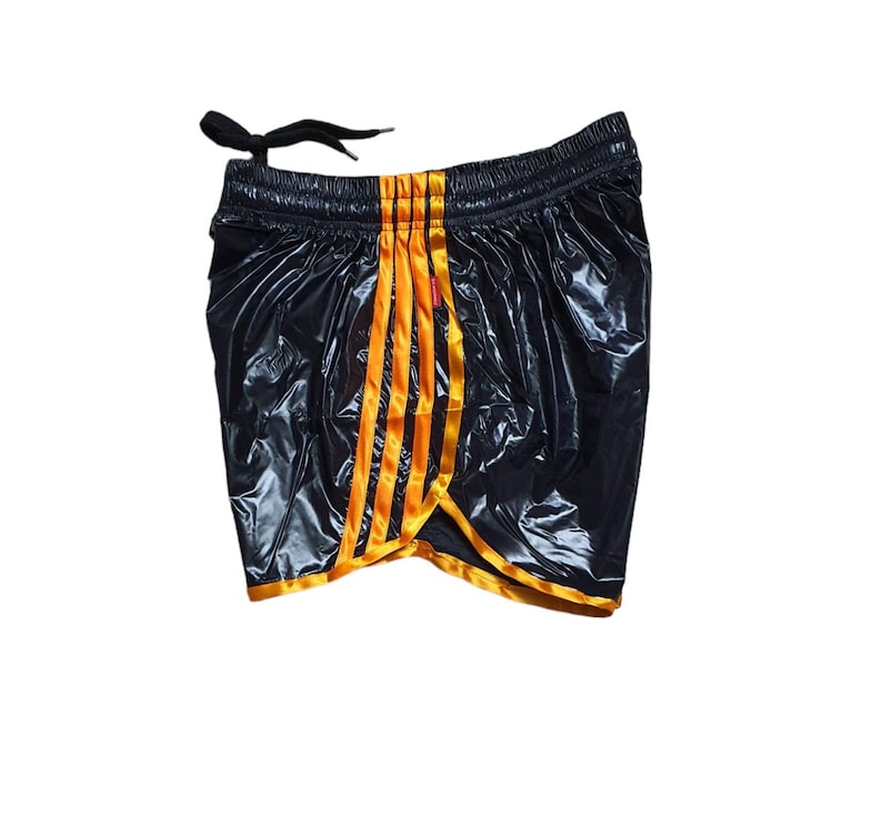 Gloss Sprinter Shorts: Black PU Nylon Sport Short zdjęcie 3